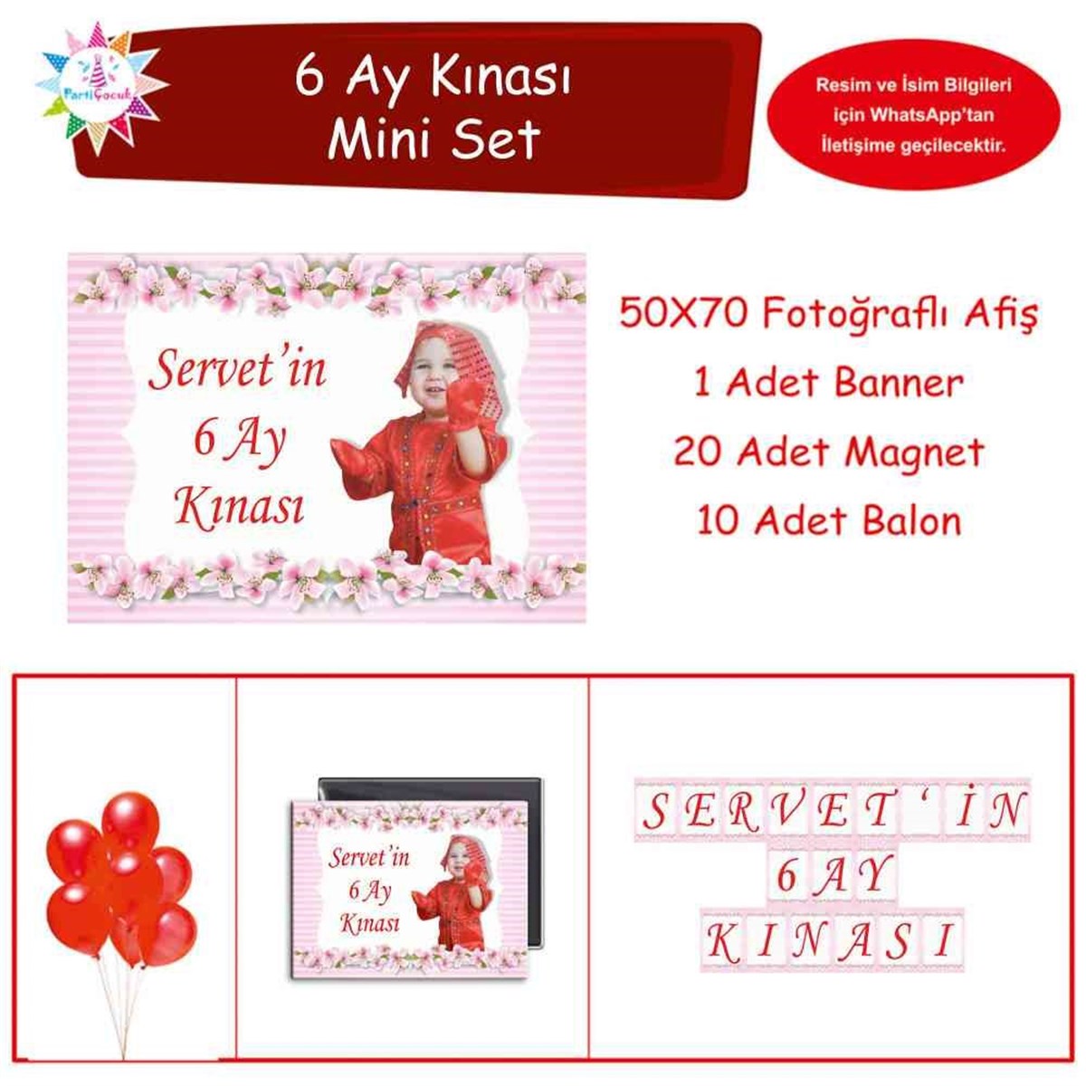 Altı Ay Kınası Arka Fon Pembe Parti Mini Set 