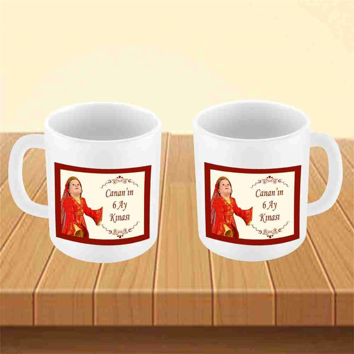 Altı Ay Kınası Bordo Renk Parti Kupa Mug Bardak 