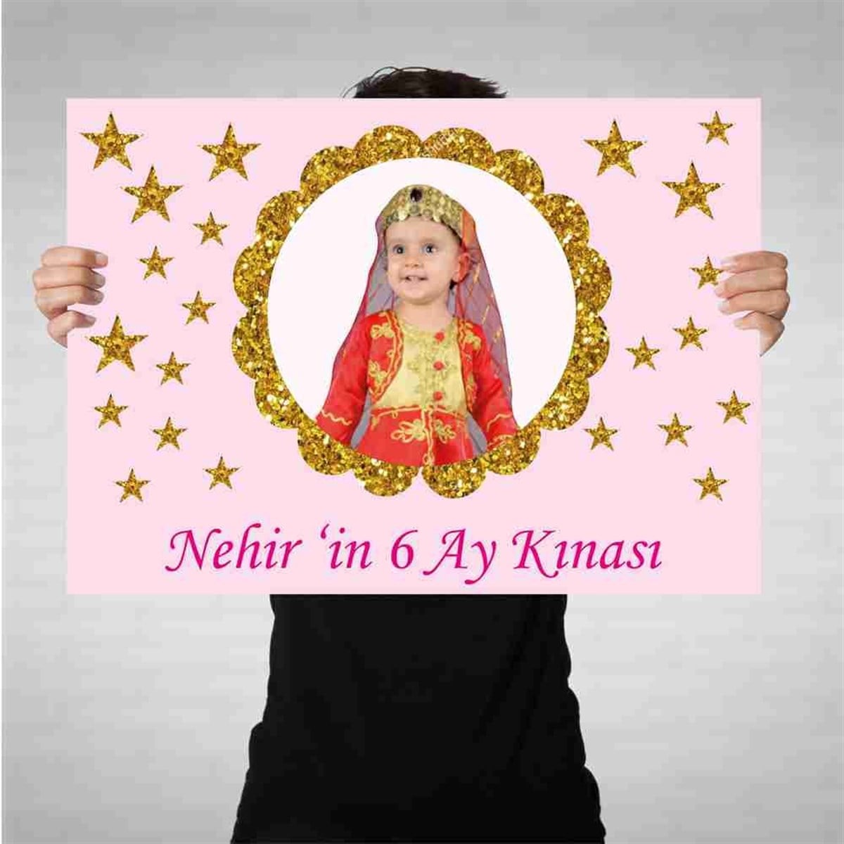 Altı Ay Kınası Gold Yıldızlı Parti Afiş 