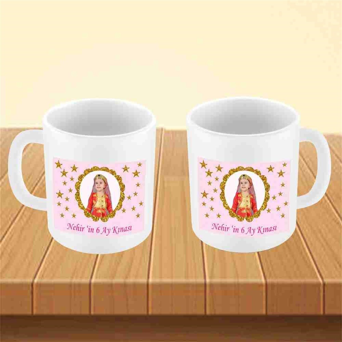 Altı Ay Kınası Gold Yıldızlı Parti Kupa Mug Bardak 