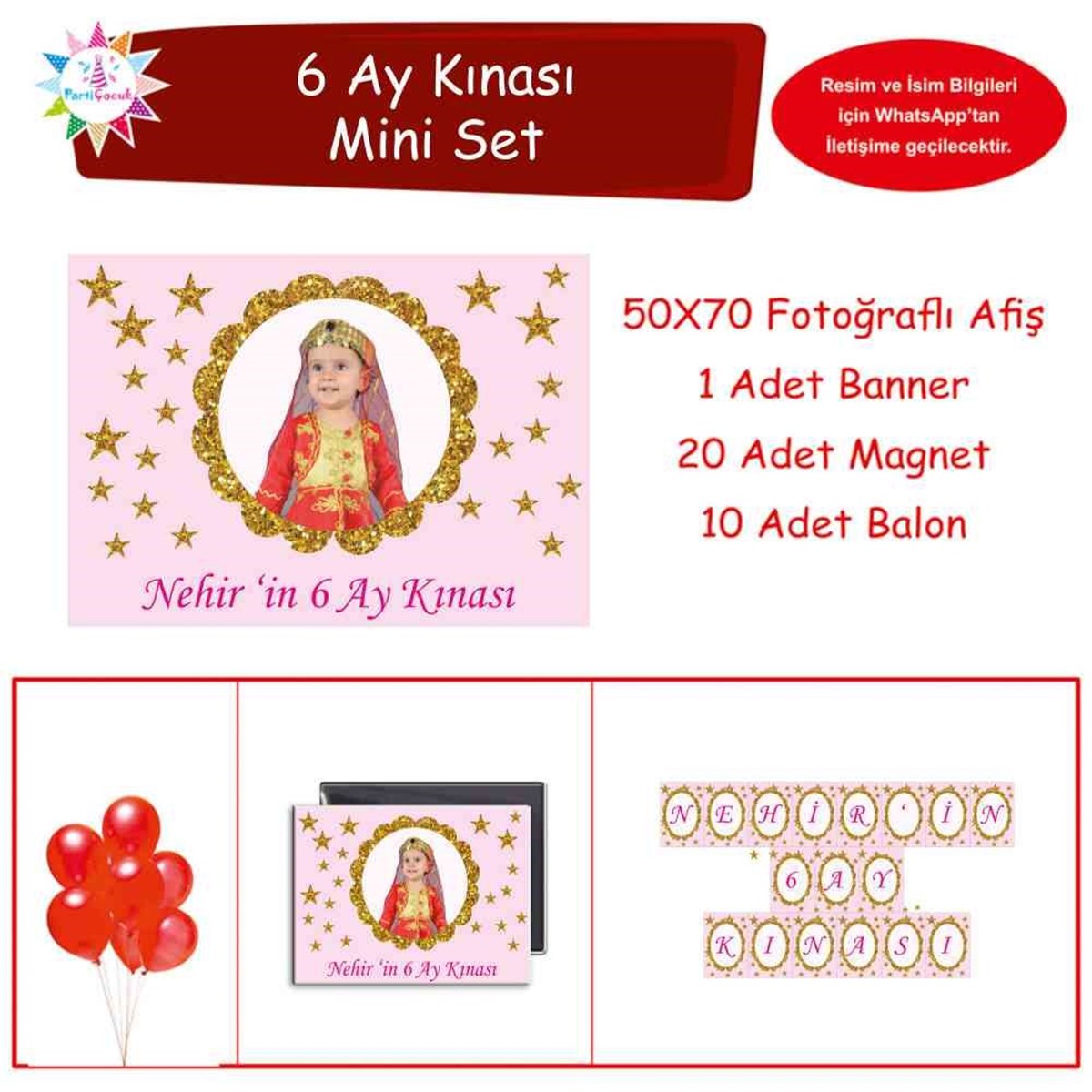 Altı Ay Kınası Gold Yıldızlı Parti Mini Set 