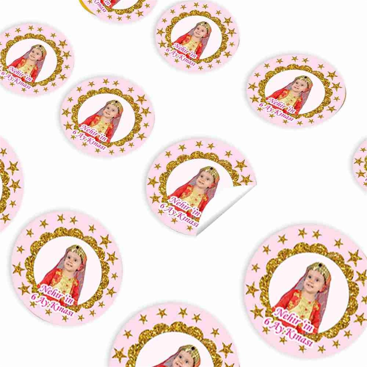 Altı Ay Kınası Gold Yıldızlı Parti Sticker 30 Adet 