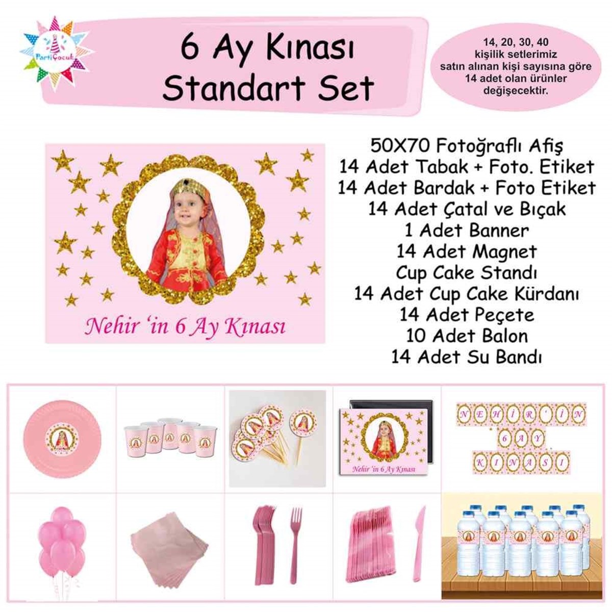 Altı Ay Kınası Gold Yıldızlı Standart Set   