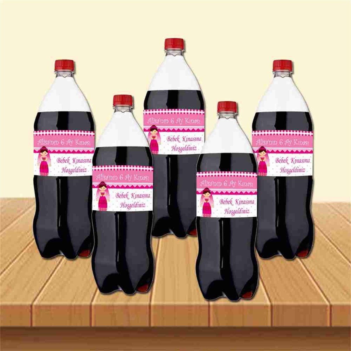 Altı Ay Kınası Karikatürlü Parti Pembe Cola Bandı Sargısı 