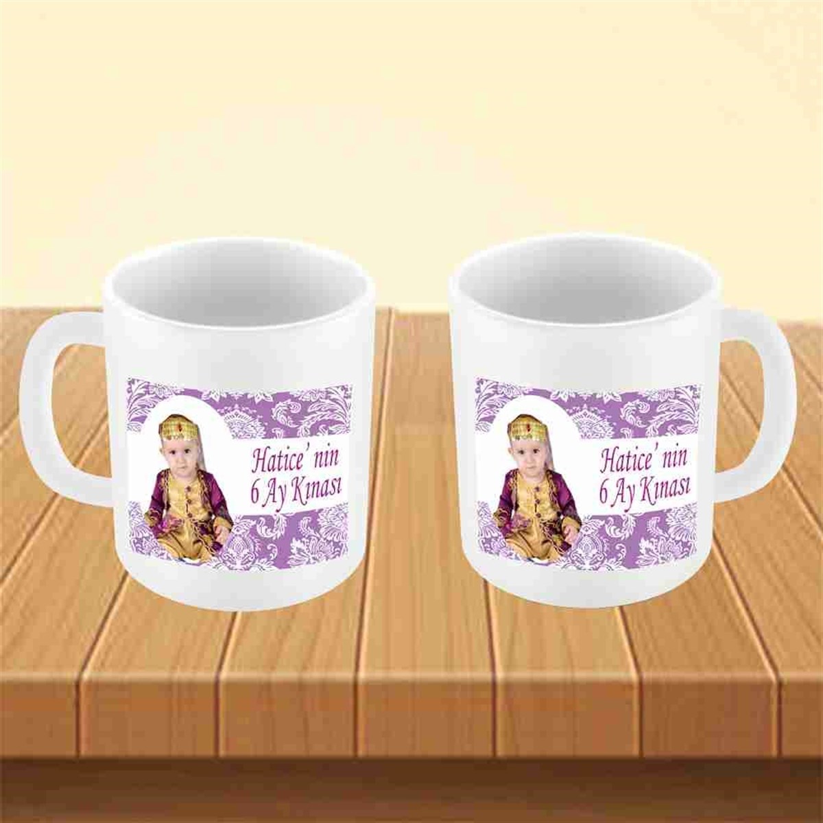 Altı Ay Kınası mor çiçek desenli Parti Kupa Mug Bardak 