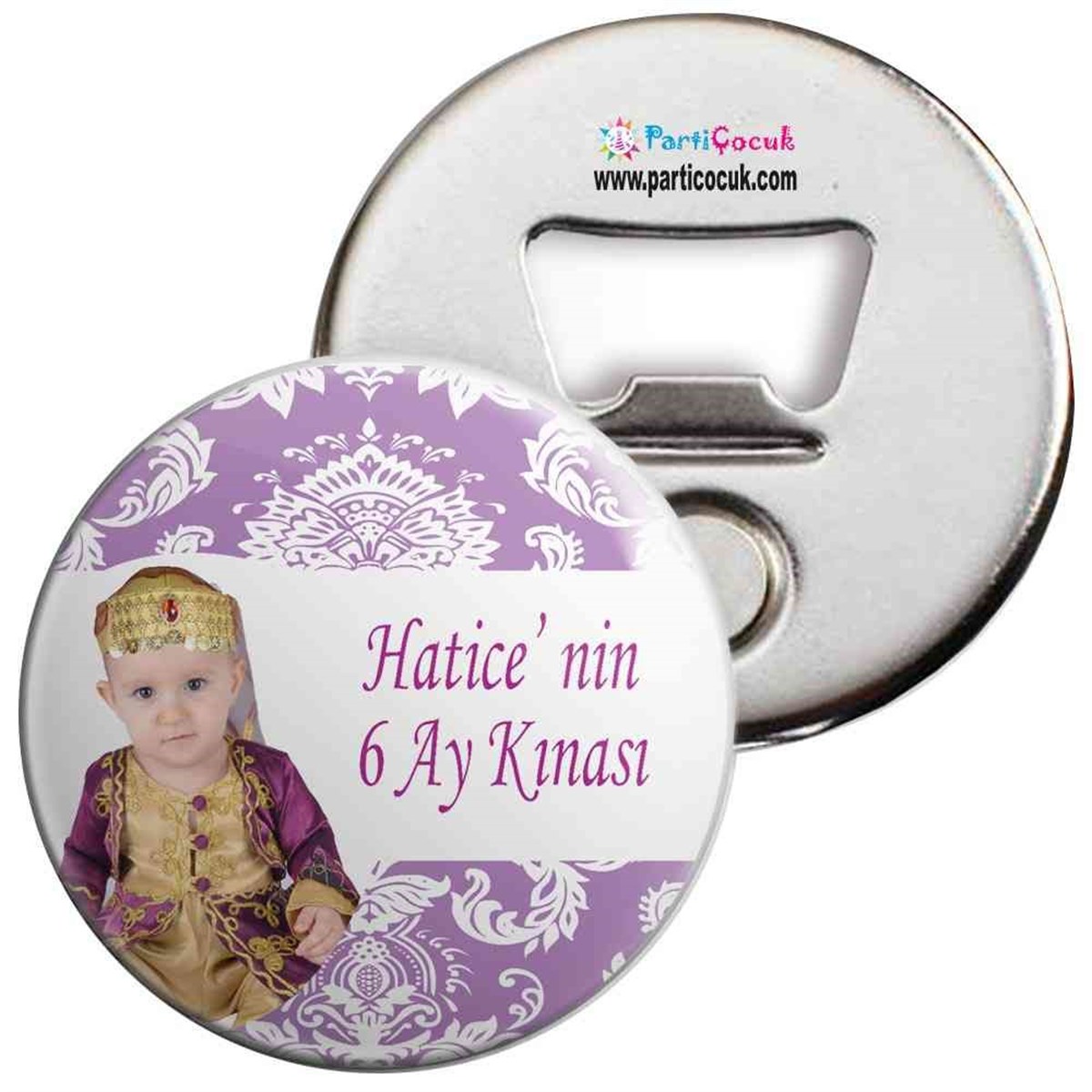 Altı Ay Kınası mor çiçek desenli Parti Açacaklı Magnet 