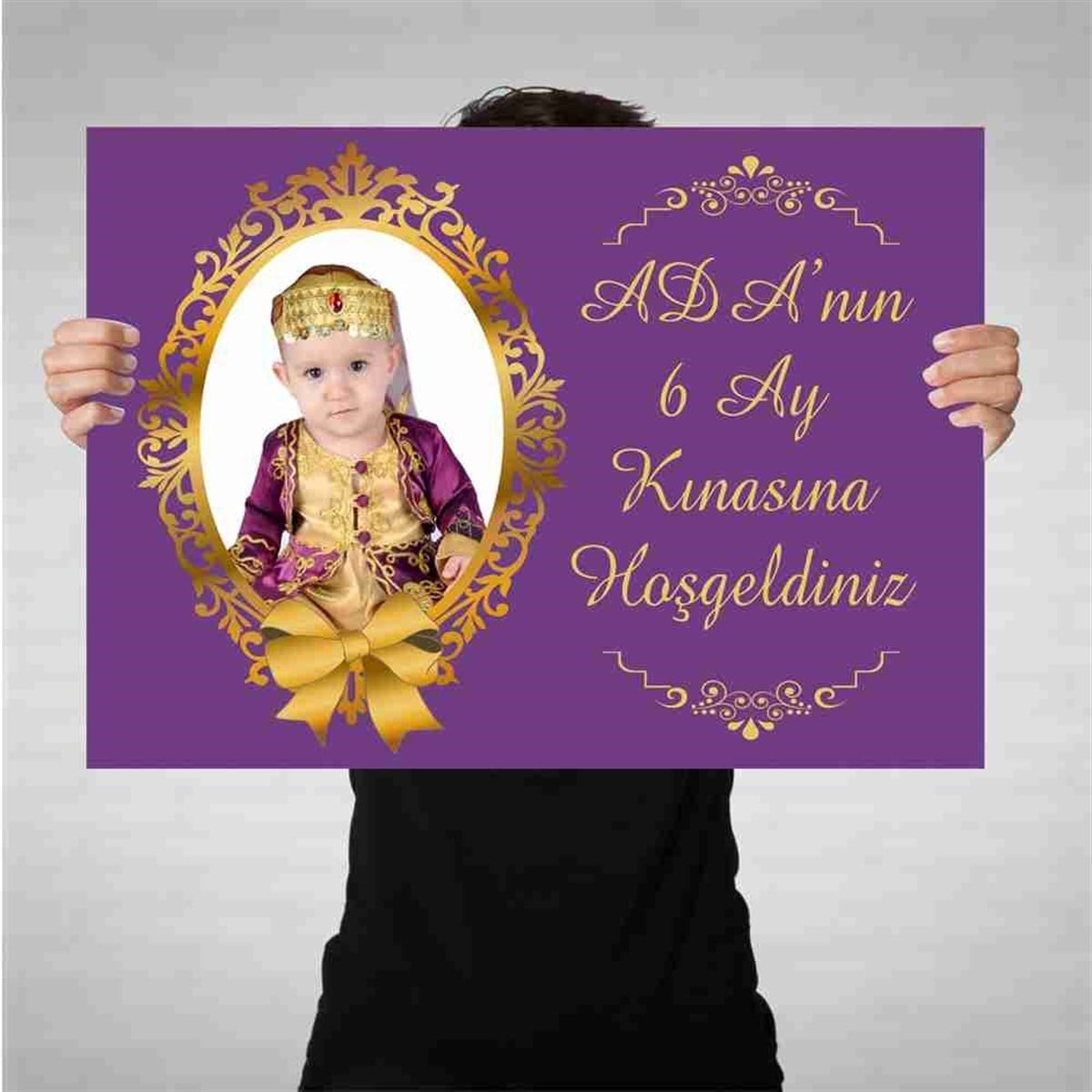 Altı Ay Kınası Mor Gold Konsept Afiş 