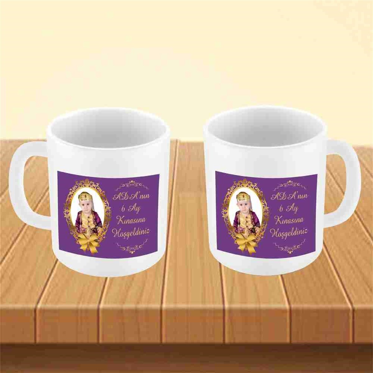Altı Ay Kınası Mor Gold Konsept Kupa Mug Bardak 