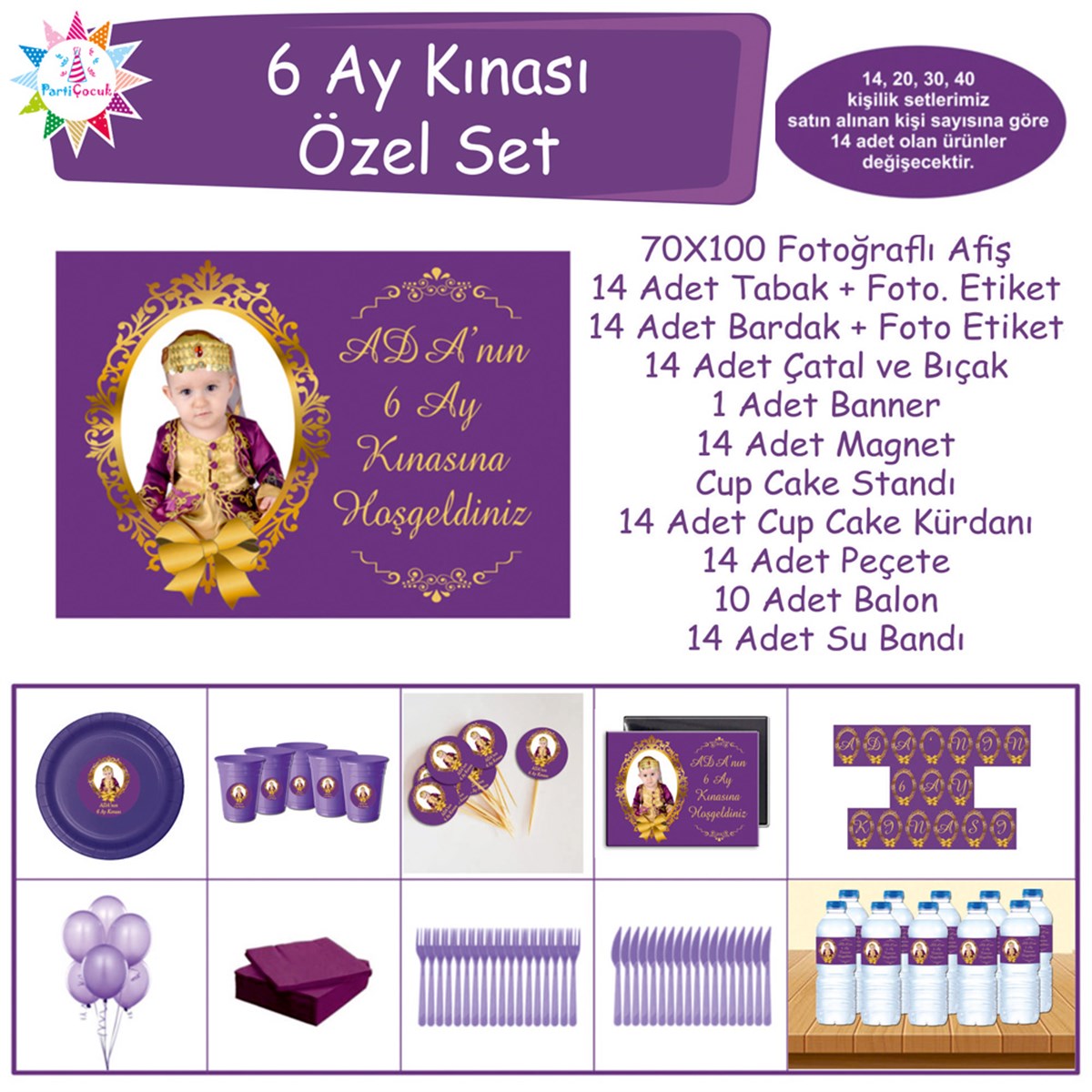 Altı Ay Kınası Mor Gold Konsept Özel Set 