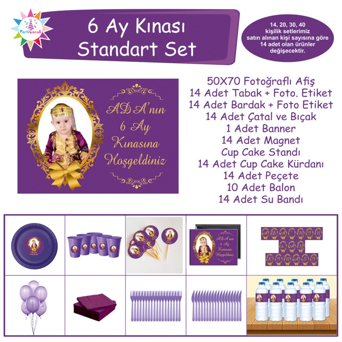 Altı Ay Kınası Mor Gold Konsept Standart Set 