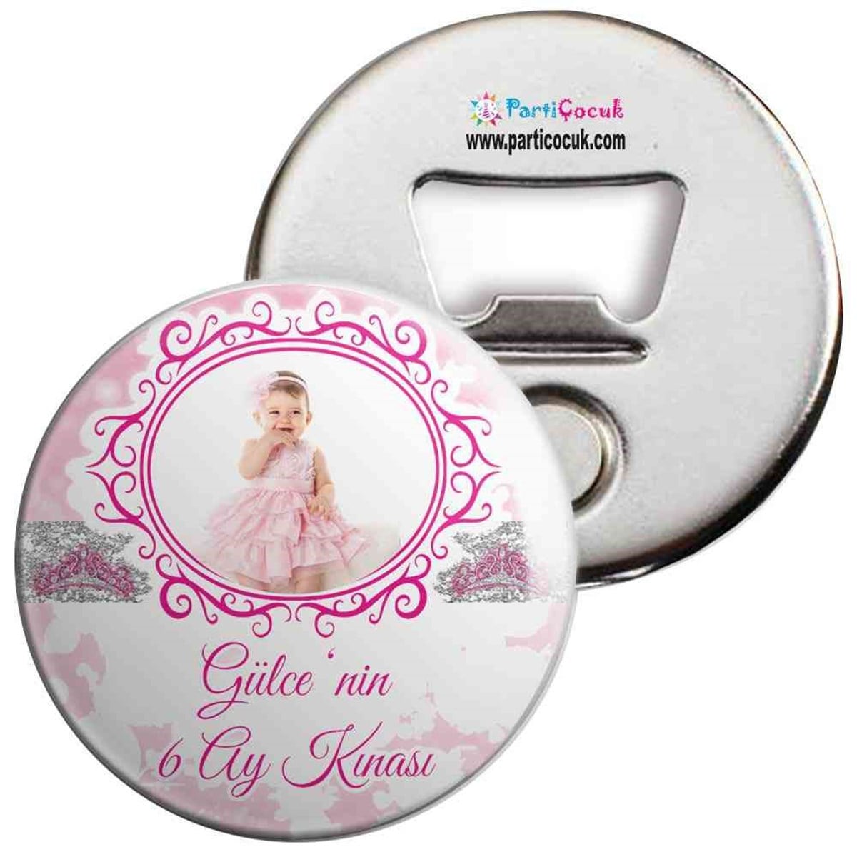 Altı Ay Kınası Pembe Taçlı Konsept Açacaklı Magnet 