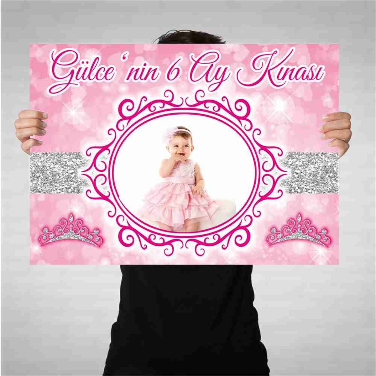 Altı Ay Kınası Pembe Taçlı Konsept Afiş 