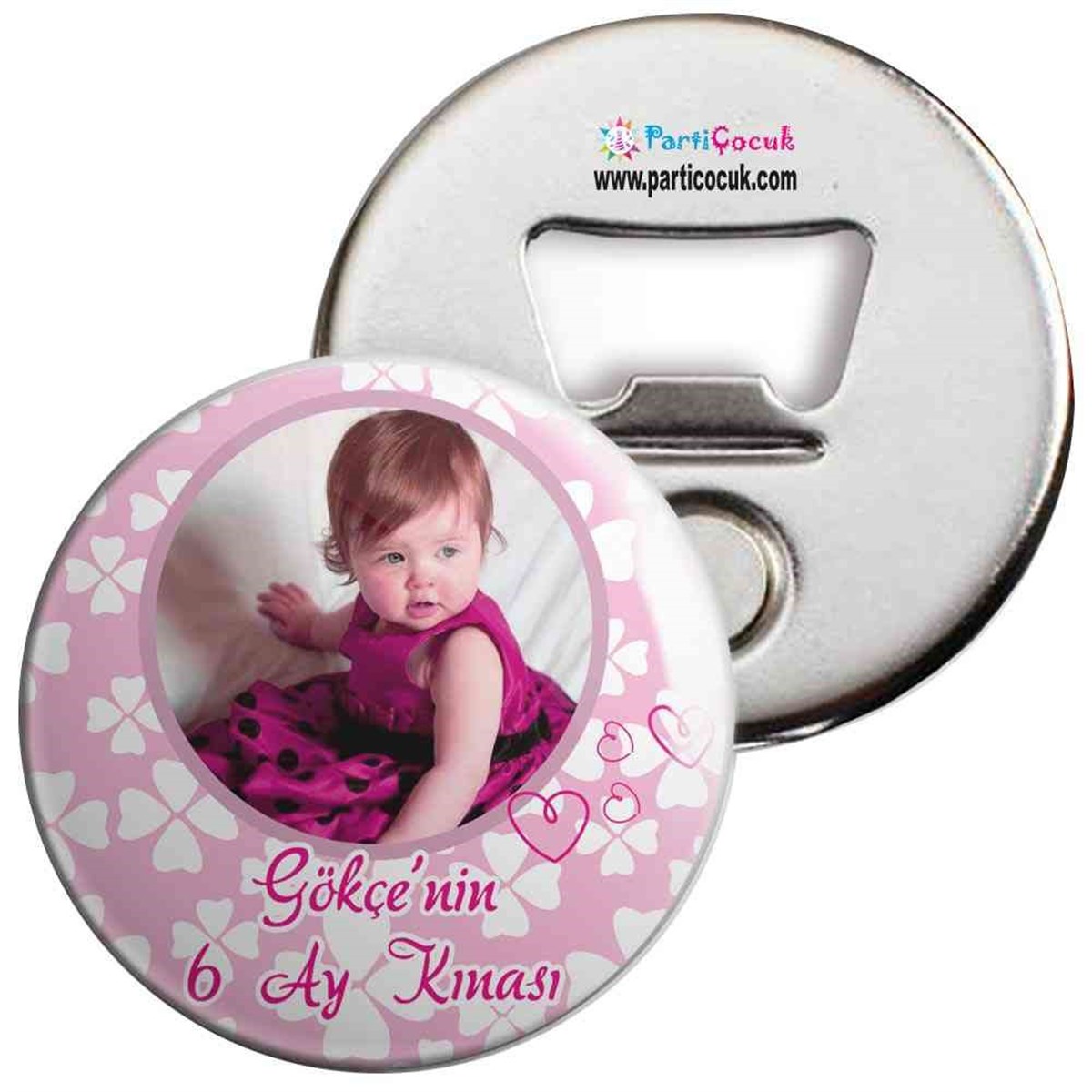 Altı Ay Kınası pembe yonca konseptli Açacaklı Magnet 