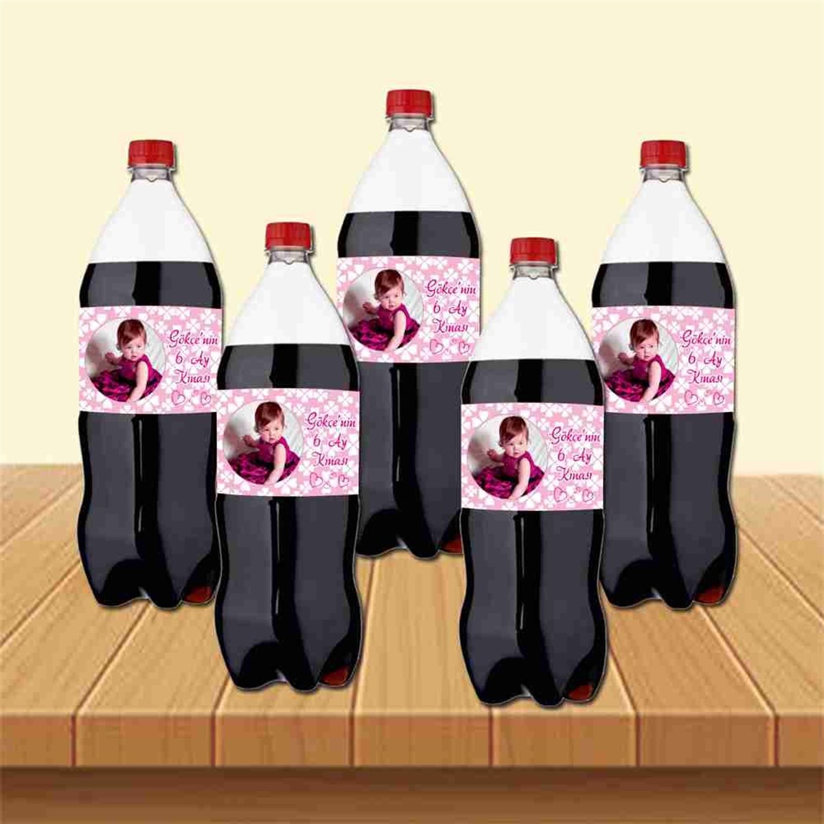 Altı Ay Kınası pembe yonca konseptli Cola Bandı Sargısı 