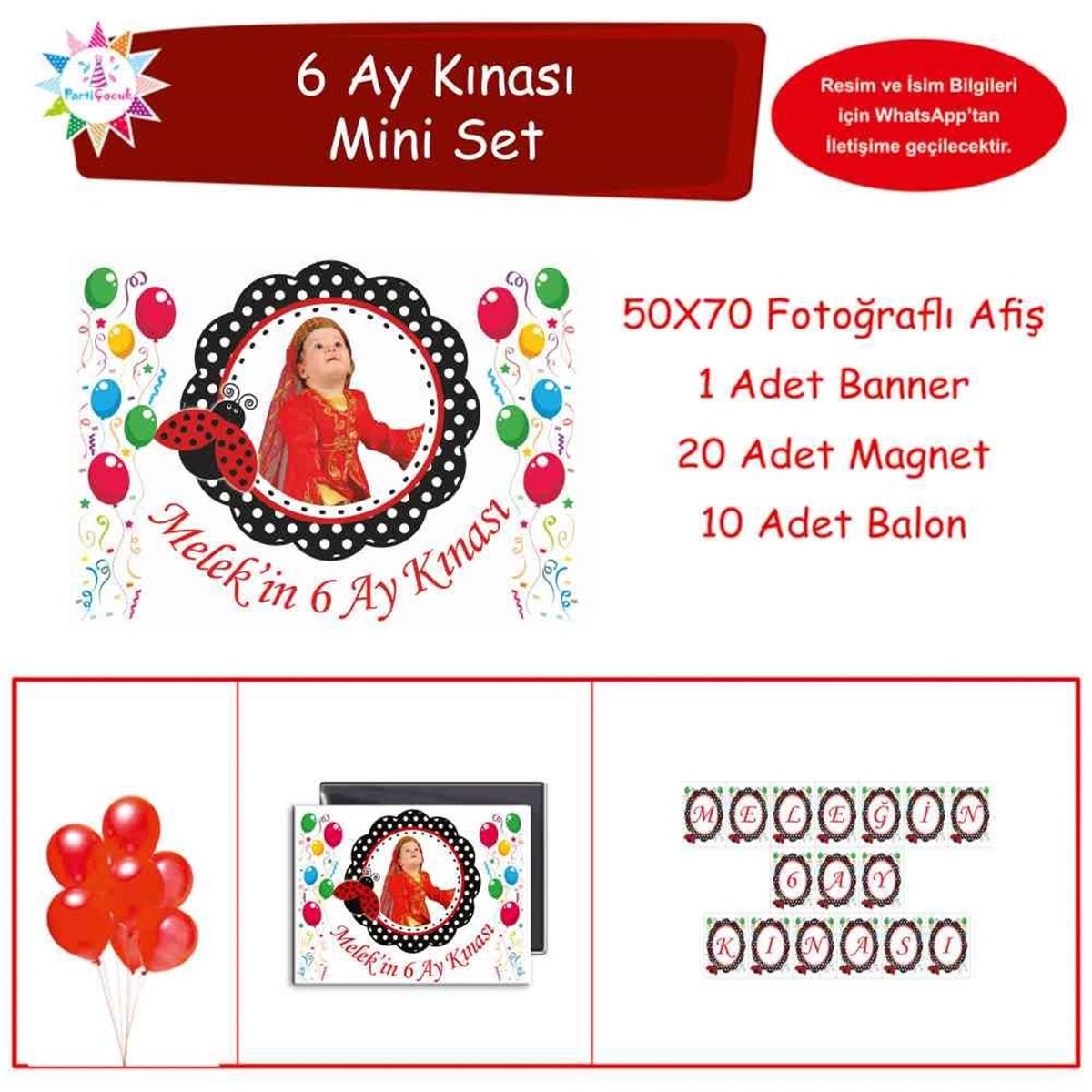 Altı Ay Kınası renkli balonlu Tema Mini Set 