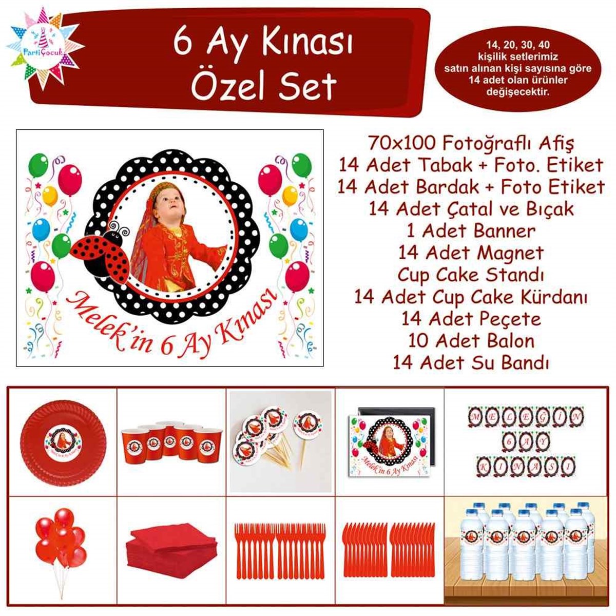 Altı Ay Kınası Renkli Balonlu Tema Özel Set  