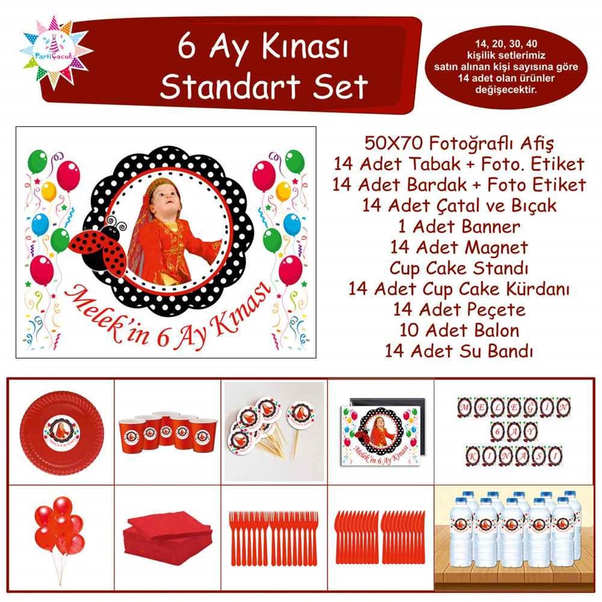 Altı Ay Kınası Renkli Balonlu Tema Standart Set  