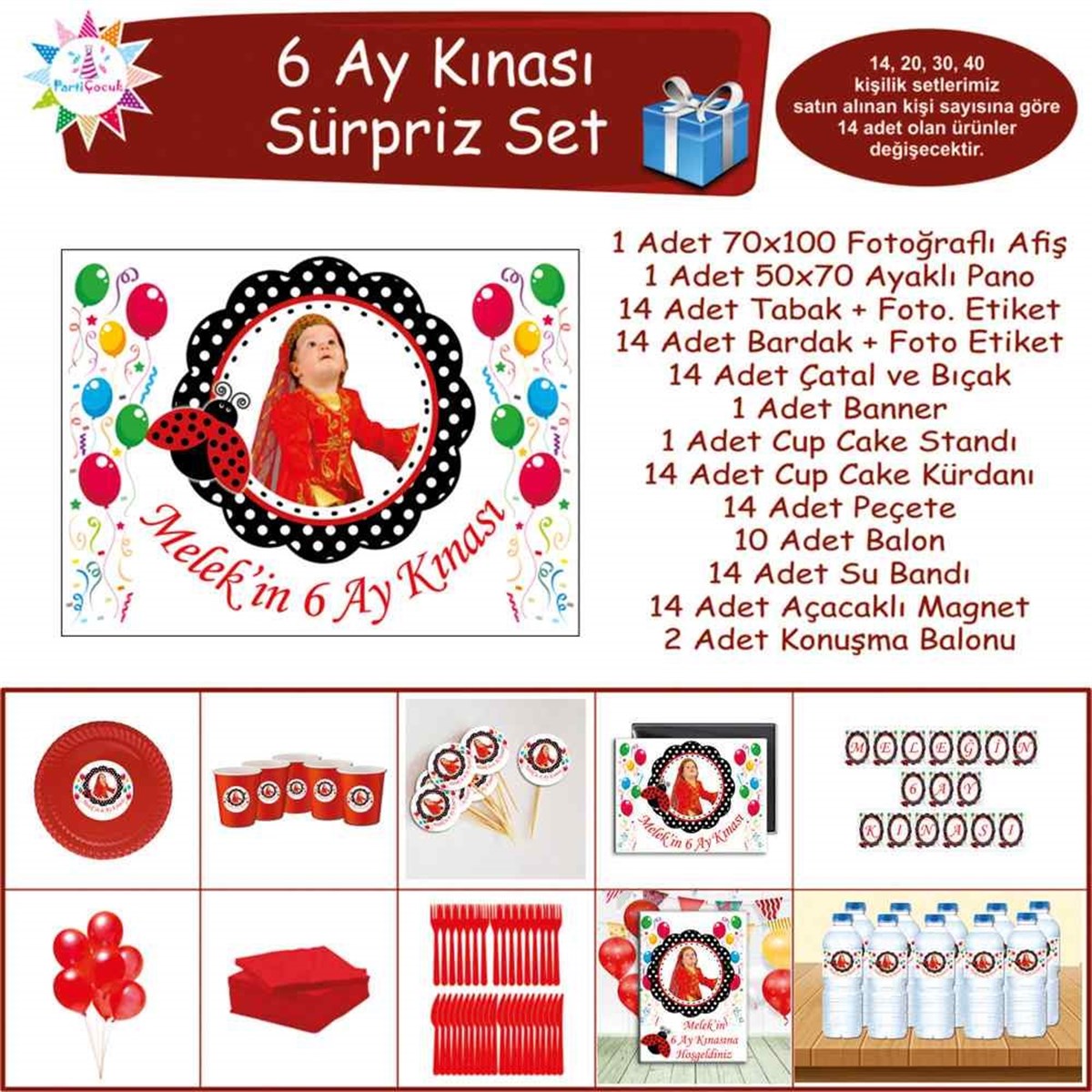 Altı Ay Kınası Renkli Balonlu Tema Sürpriz Set  