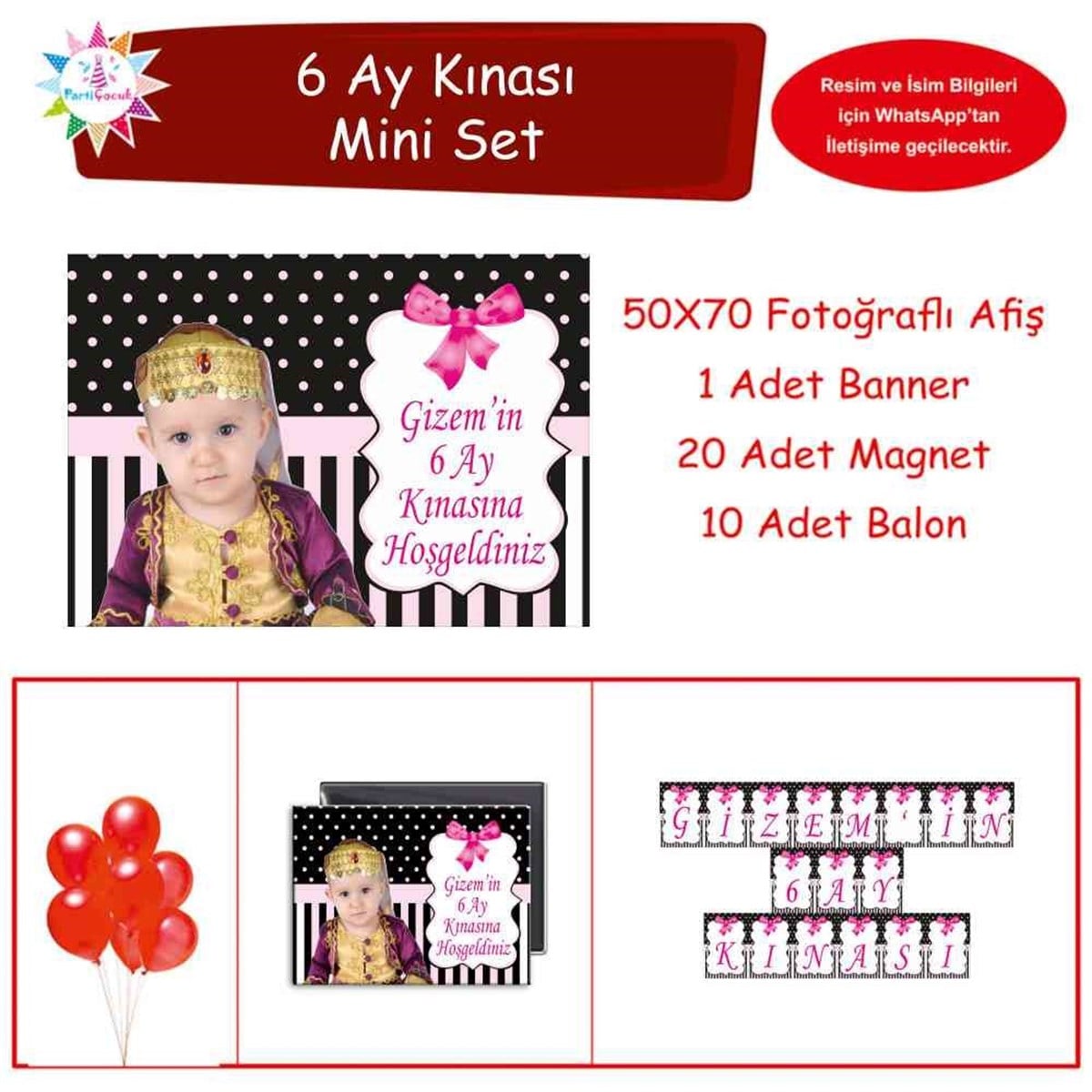 Altı Ay Kınası Siyahlı Pembeli Mini Set 