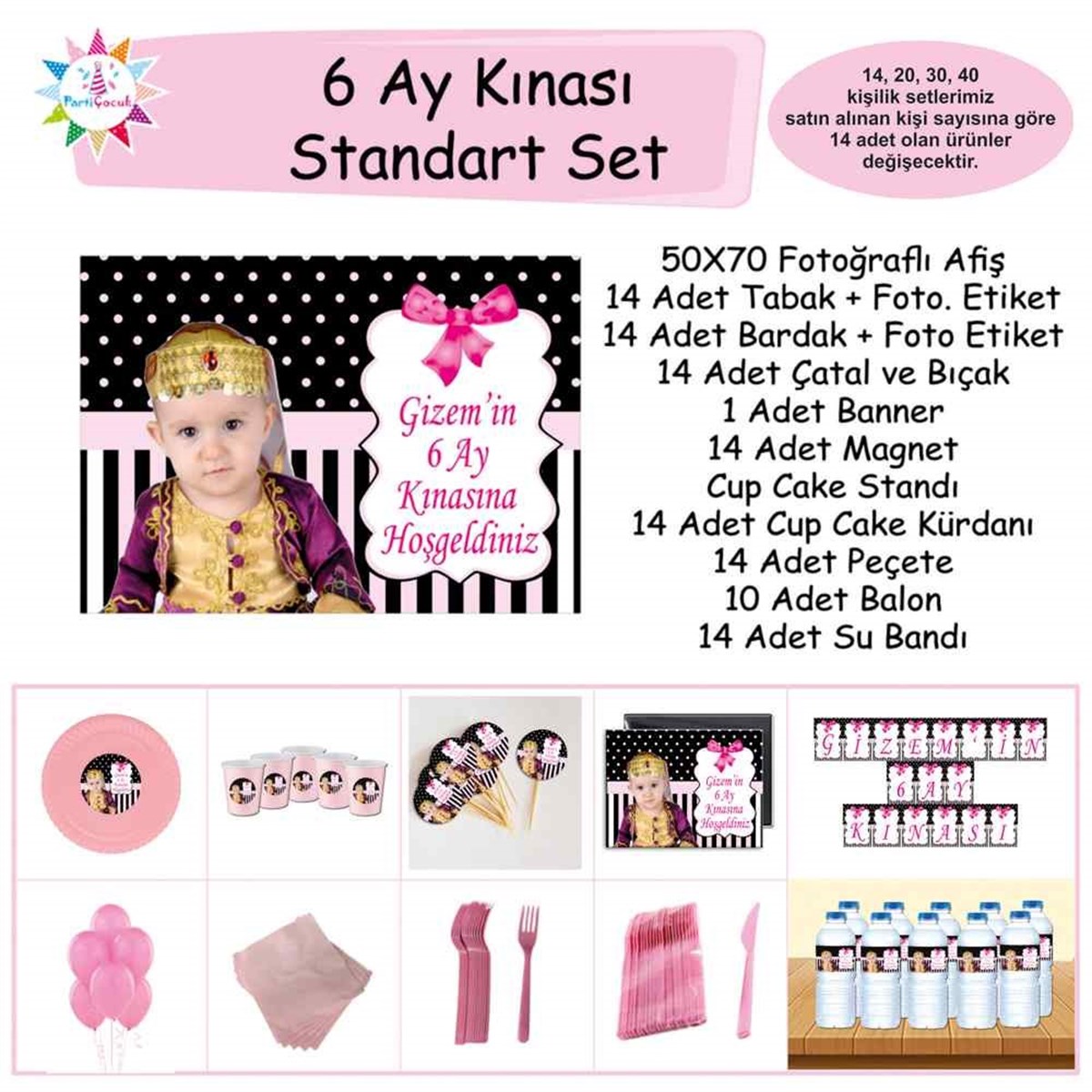Altı Ay Kınası Siyahlı Pembeli Standart Set 