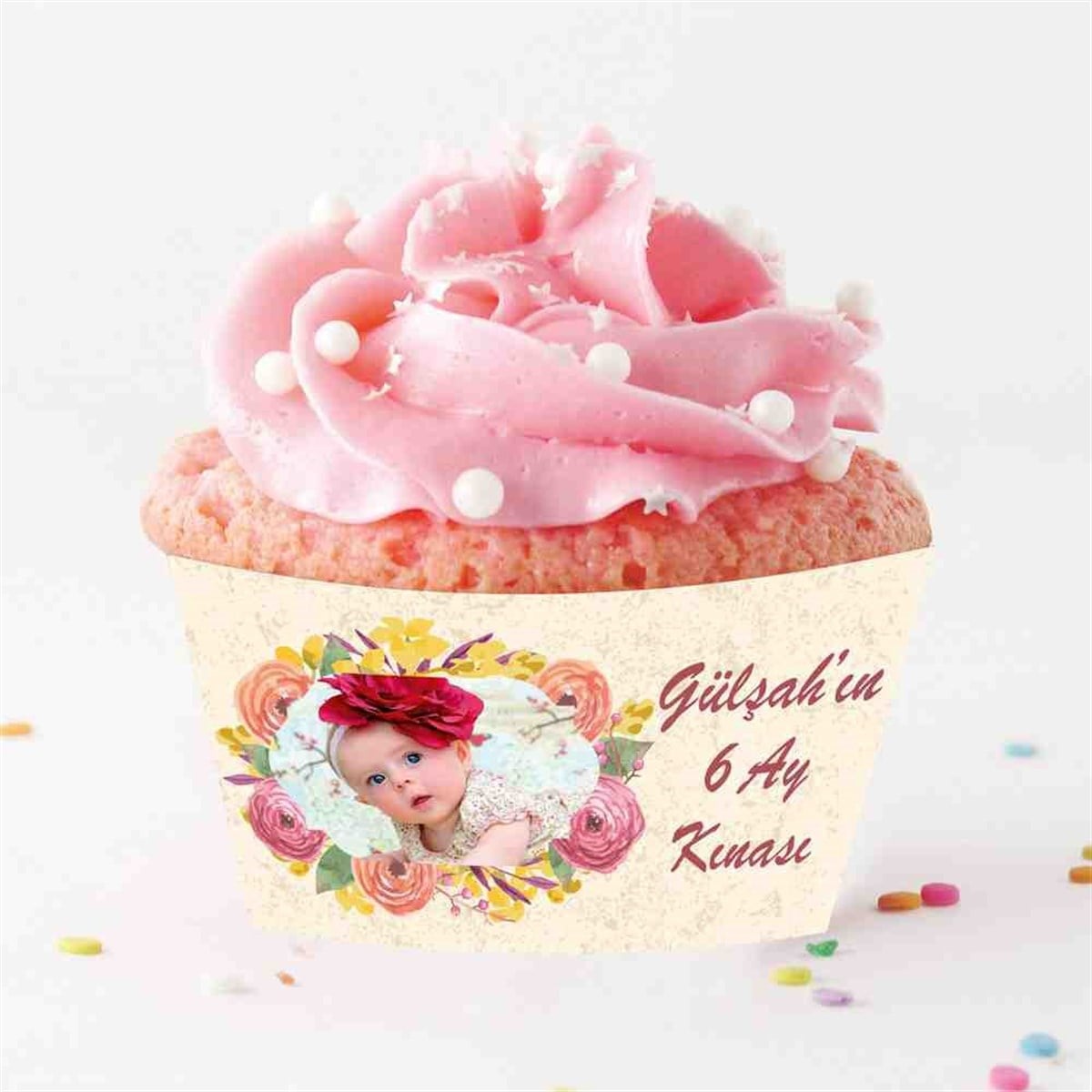 Altı Ay Kınası vintage konseptli Parti Cupcake Sargısı 