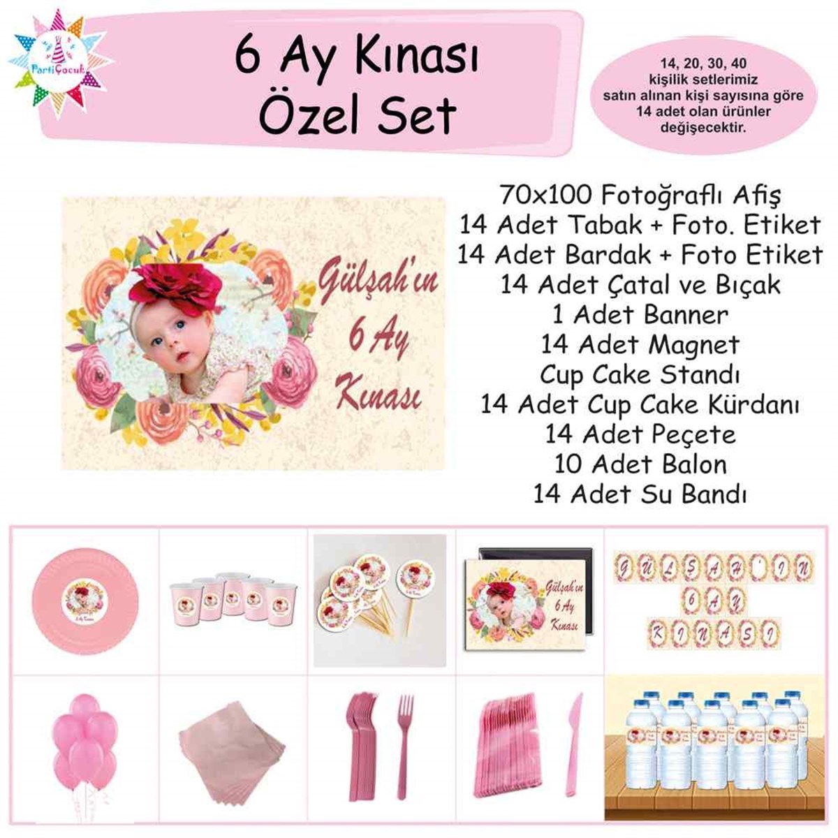Altı Ay Kınası Vintage Konseptli Parti Özel Set 