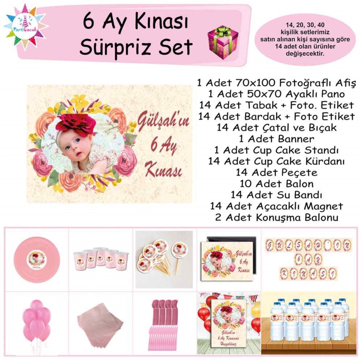 Altı Ay Kınası Vintage Konseptli Parti Sürpriz Set 