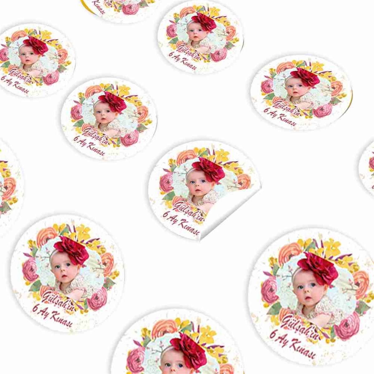 Altı Ay Kınası vintage konseptli Parti Sticker 30 Adet 