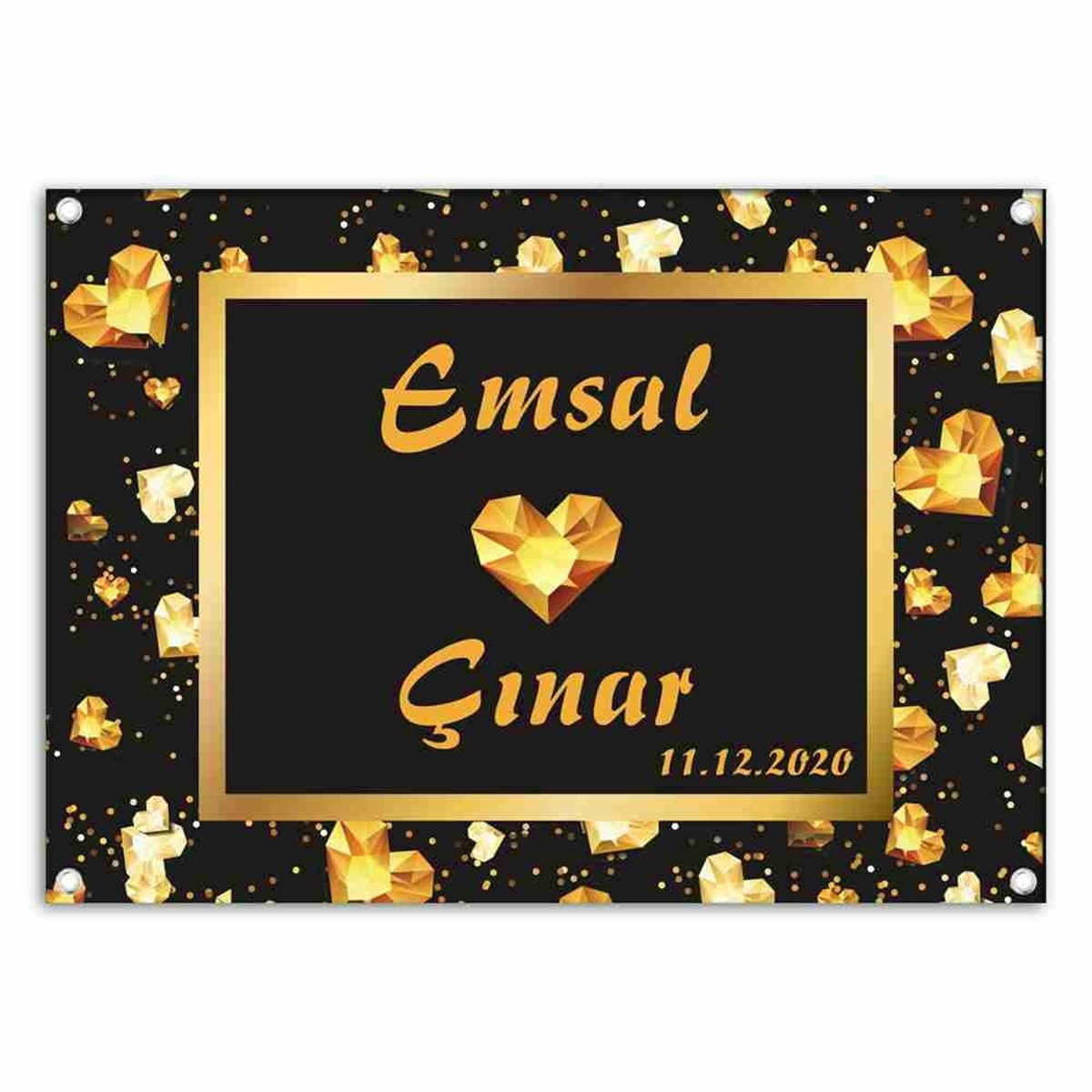 Altın Renk Nişan Gold Kalpli Nişan Arka Fon 