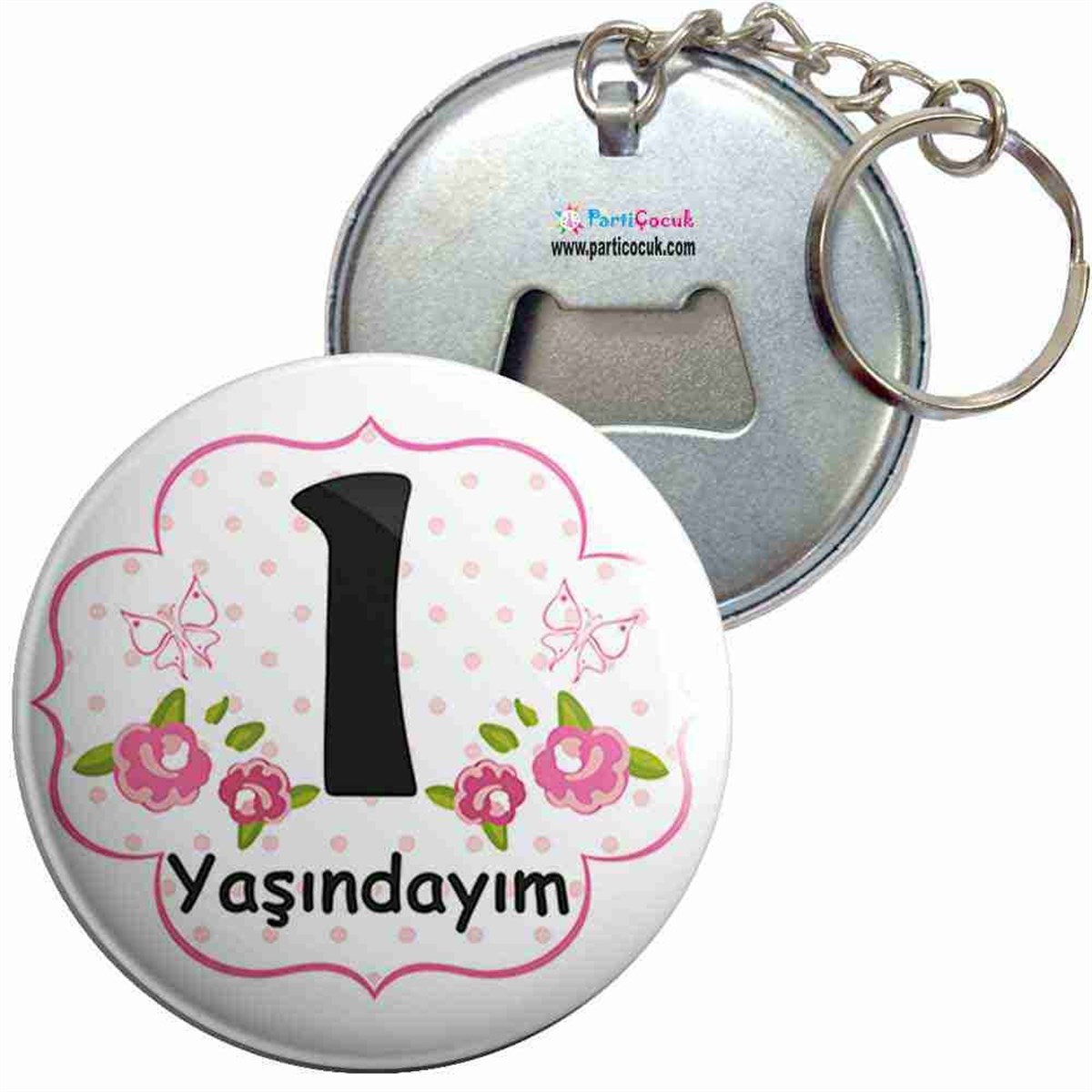 Anahtarlıklı Açacak 1 Yaş Çicekli Parti Çocuk  