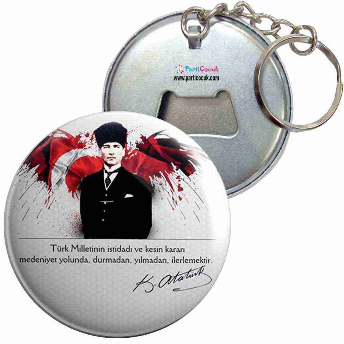 Anahtarlıklı Açacak Atatürk Resmi 4 Parti Çocuk 