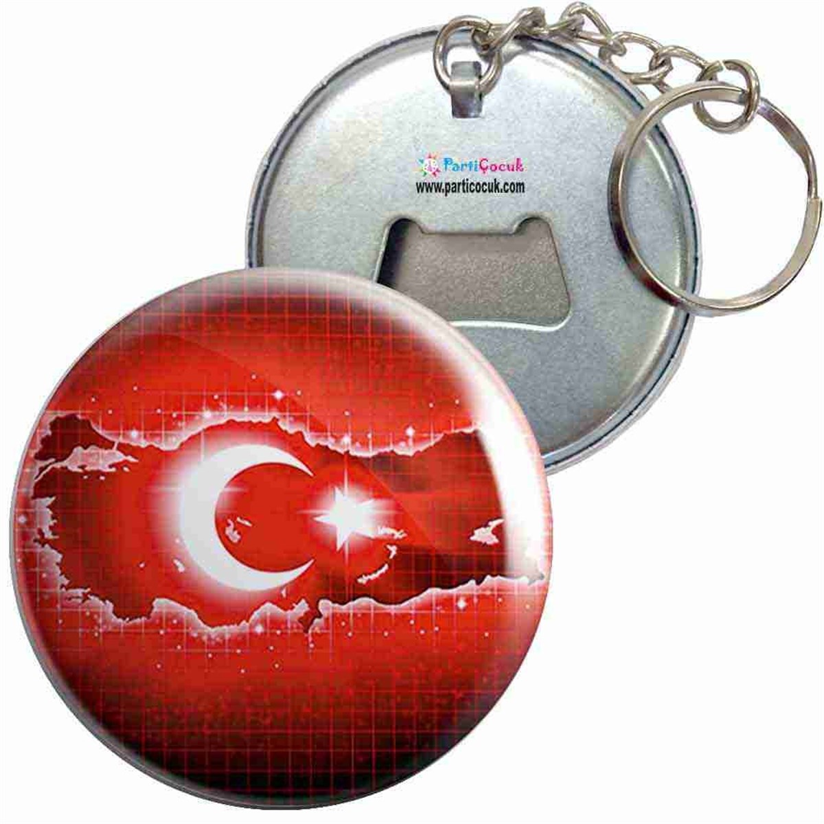 Anahtarlıklı Açacak Türk Bayrağı 2 Parti Çocuk 
