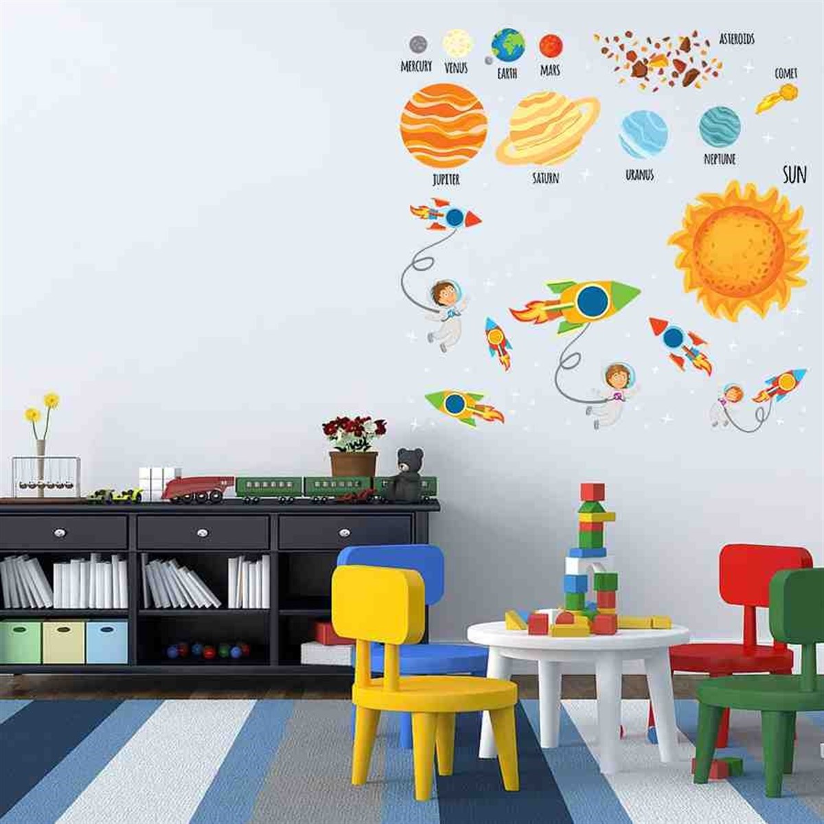 Anaokulu Uzay Eğitici Duvar Stickerı 