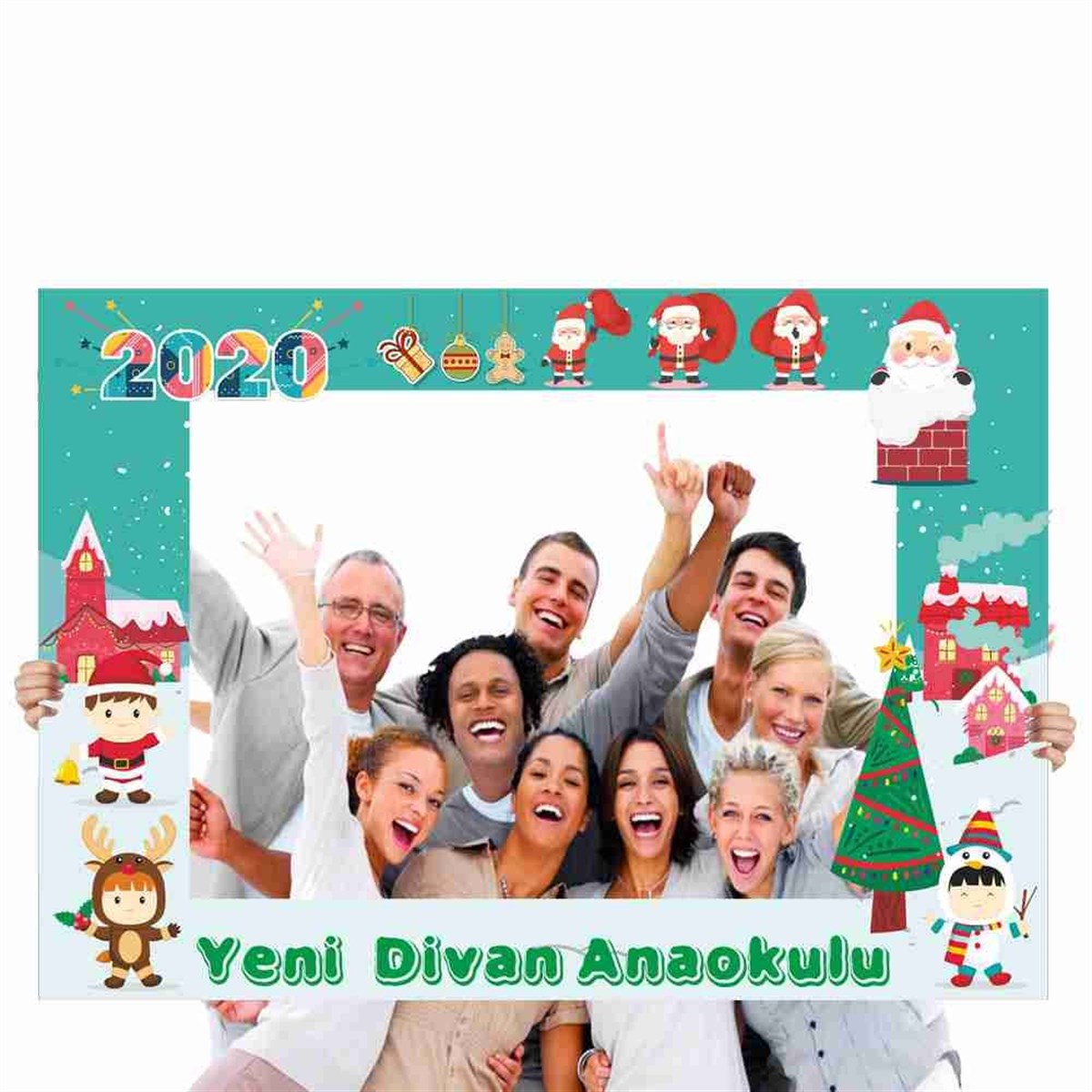 Anaokulu Yıl Parti Parti İsme Özel Fotoğraf Çekilme Çerçevesi  