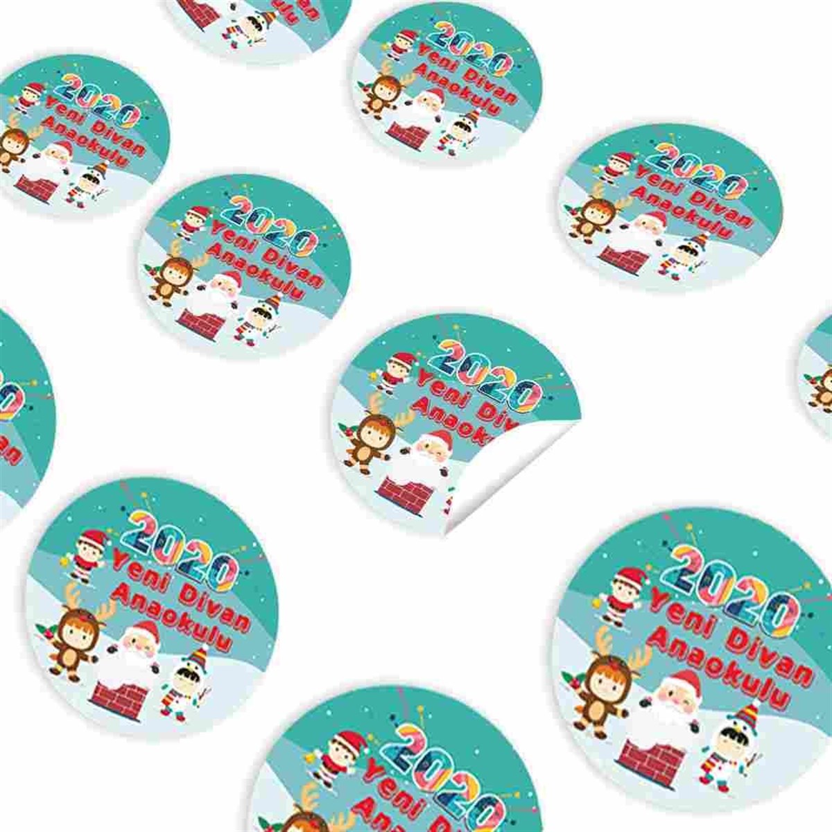 Anaokulu Yıl Parti Parti İsme Özel Yapışkanlı Sticker 30 Adet 