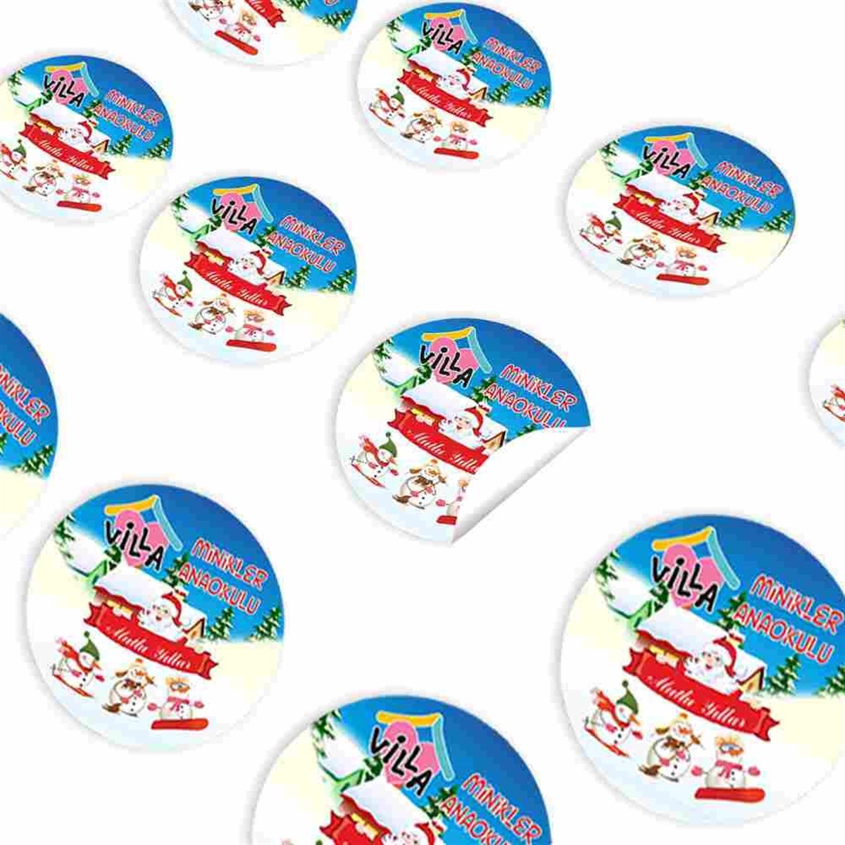 Anaokulu Yılbaşı Tema Yapışkanlı Sticker 30 Adet 