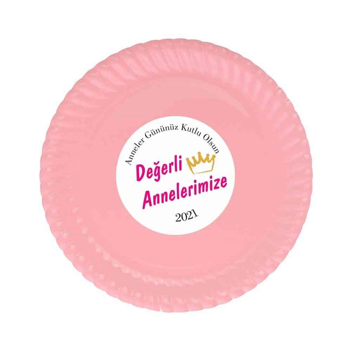 Anneye Hediyelik Parti Doğal Baskı Etiketli Tabak 