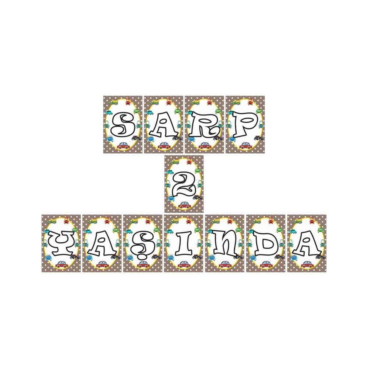 Araba Çerçeveli Kahverengi Konsept Harf Banner 