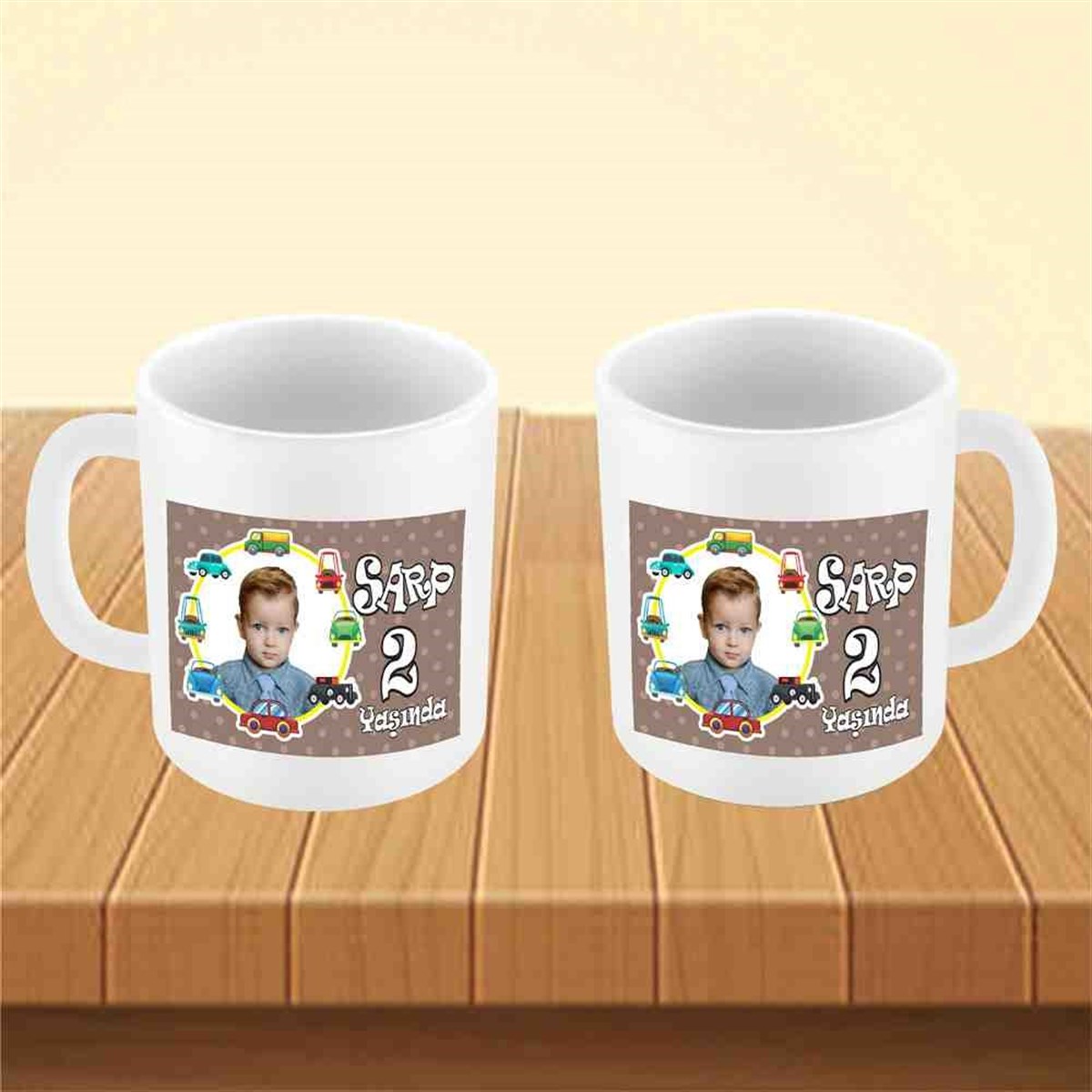 Araba Çerçeveli Kahverengi Konsept Kupa Bardak Mug 