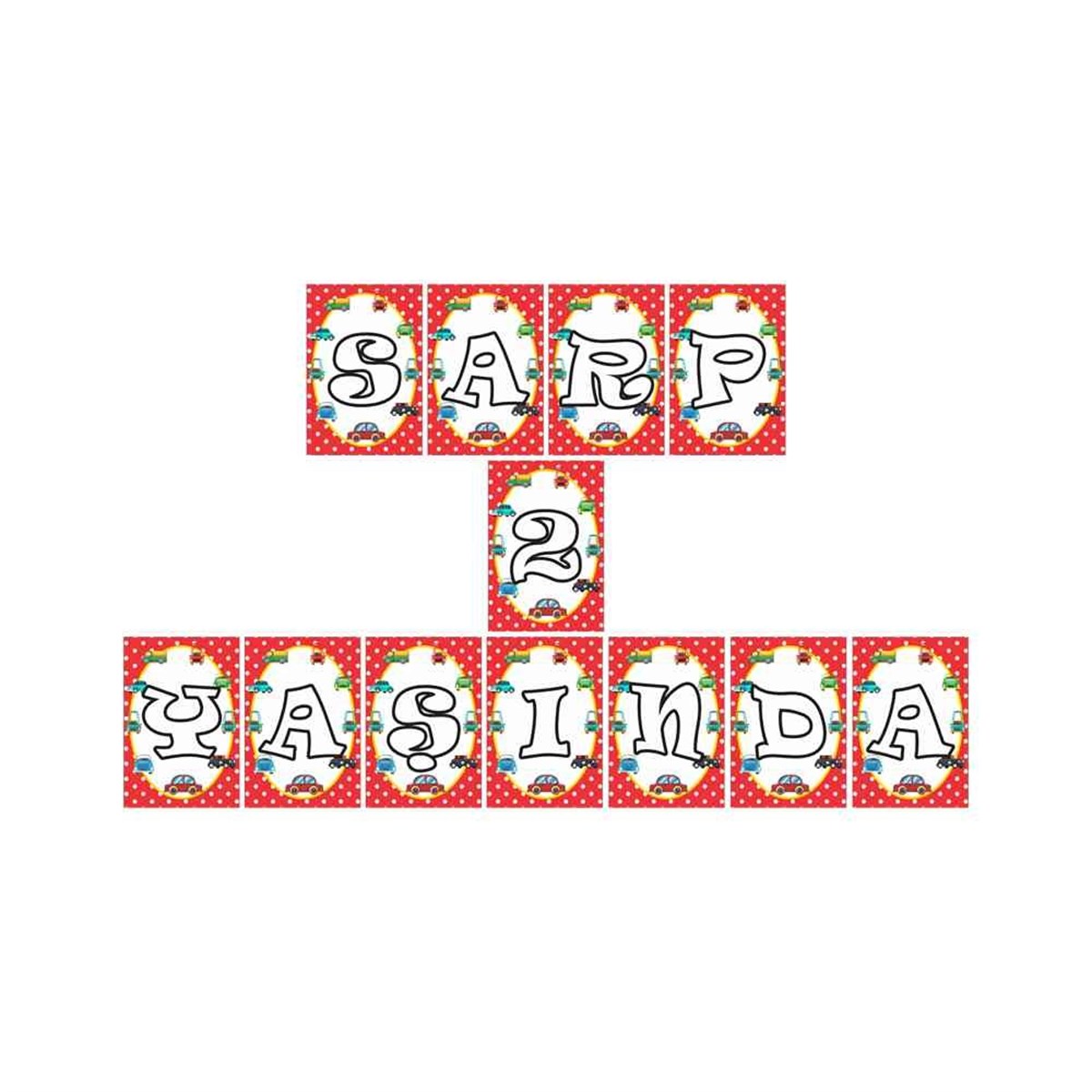 Araba Çerçeveli Kırmızı Konsept Harf Banner 