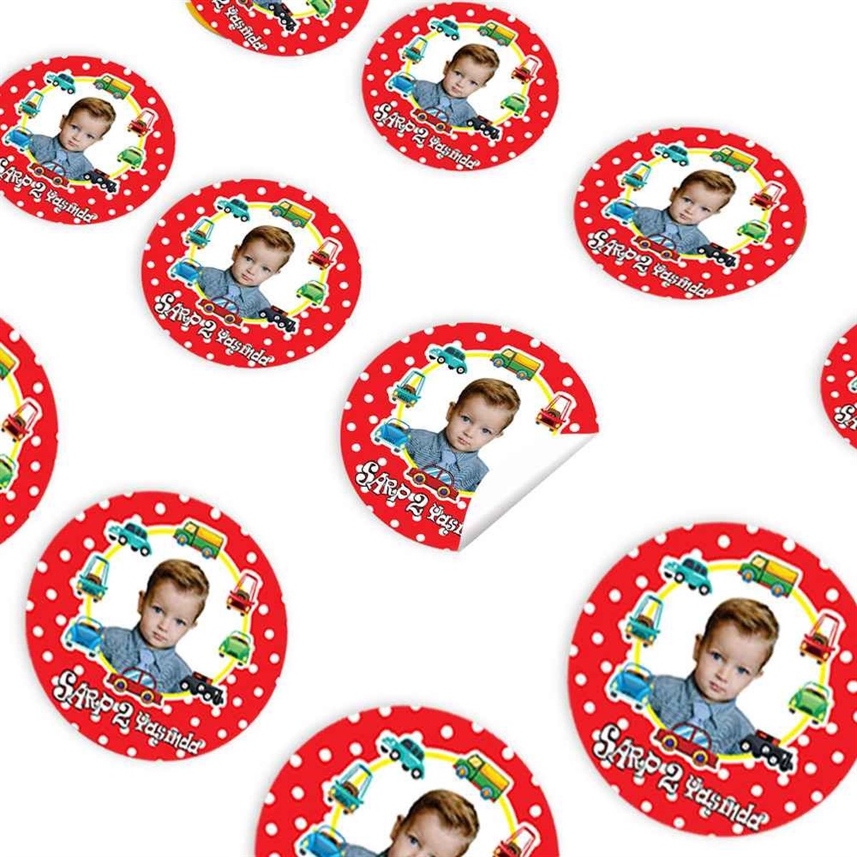 Araba Çerçeveli Kırmızı Konsept Sticker 30 Adet  