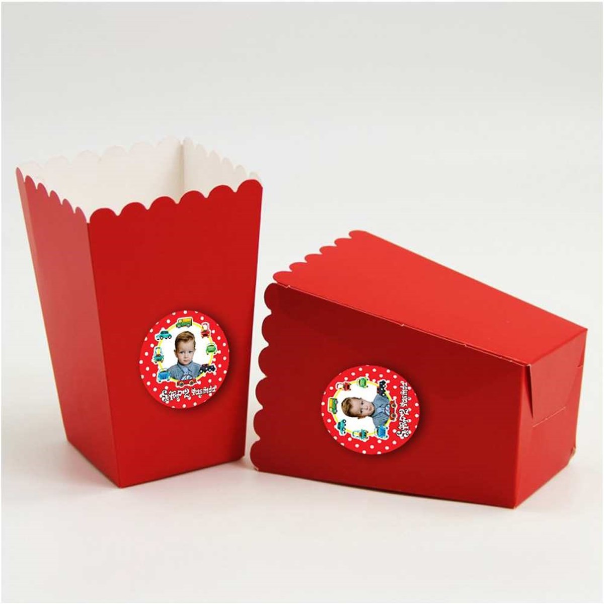 Araba Çerçeveli Mavi Etiketli Popcorn Kutusu 10 Adet  