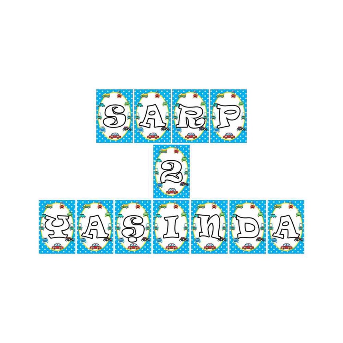 Araba Çerçeveli Mavi Konsept Harf Banner 