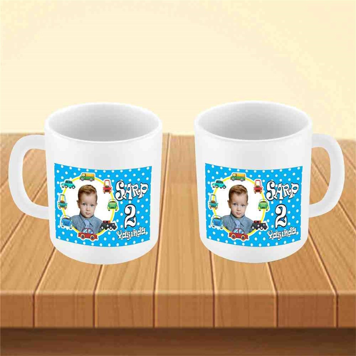 Araba Çerçeveli Mavi Konsept Kupa Bardak Mug  