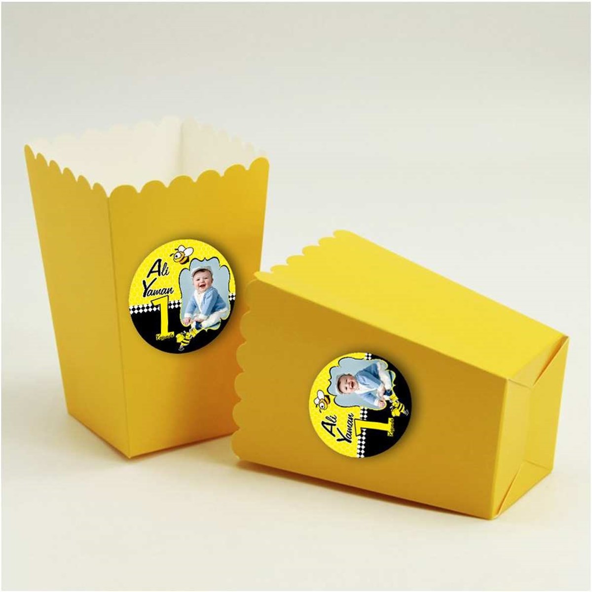 Arılar Konsept Etiketli Popcorn Kutusu 10 Adet  