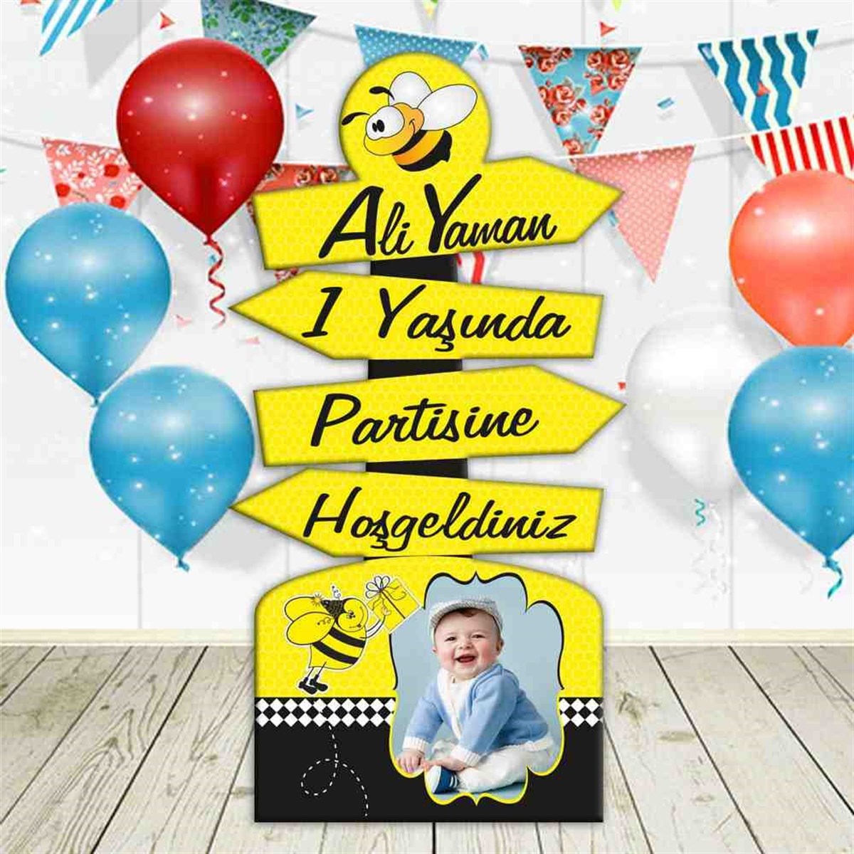 Arılı Parti Süslemesi Yön Panosu 