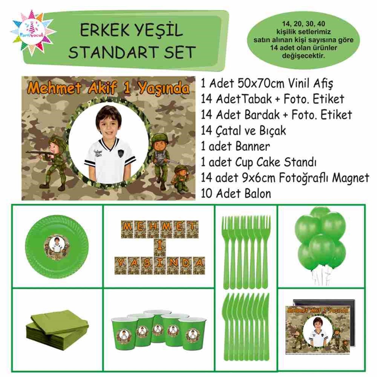 Asker Parti Mazlemeleri Standart Set 