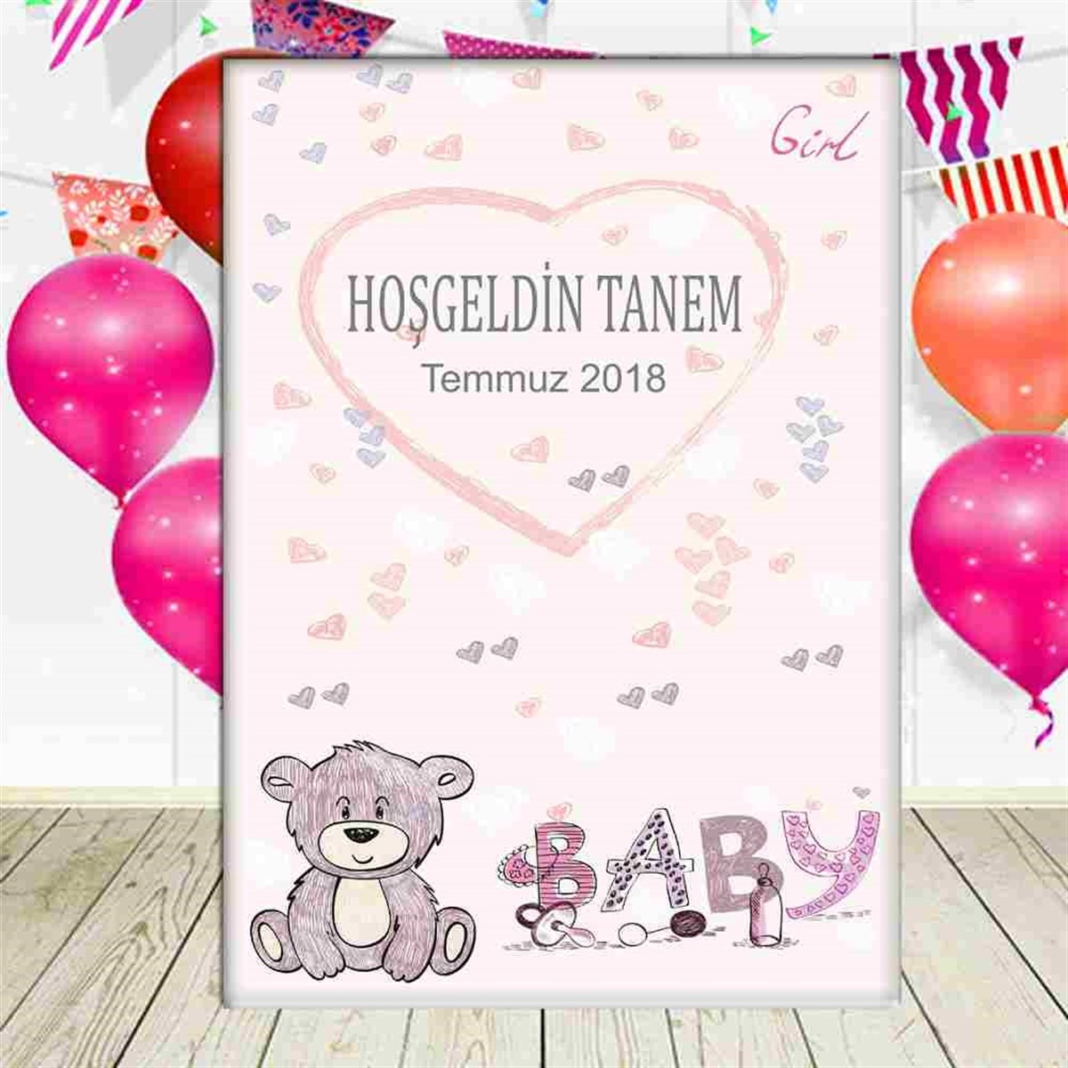 Ayılı Konsept Ayaklı Pano  