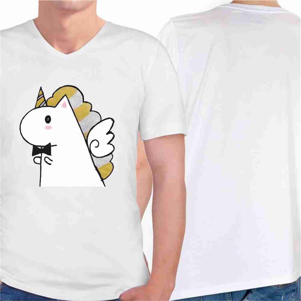 Baba Tişört Baba Unicorn Baskılı  