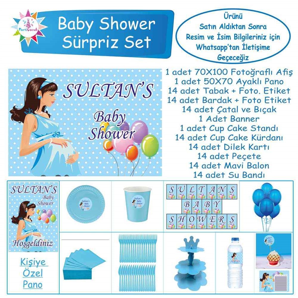 Baby Shower Çocuk Seti Erkek Çocuğu Sürpriz  
